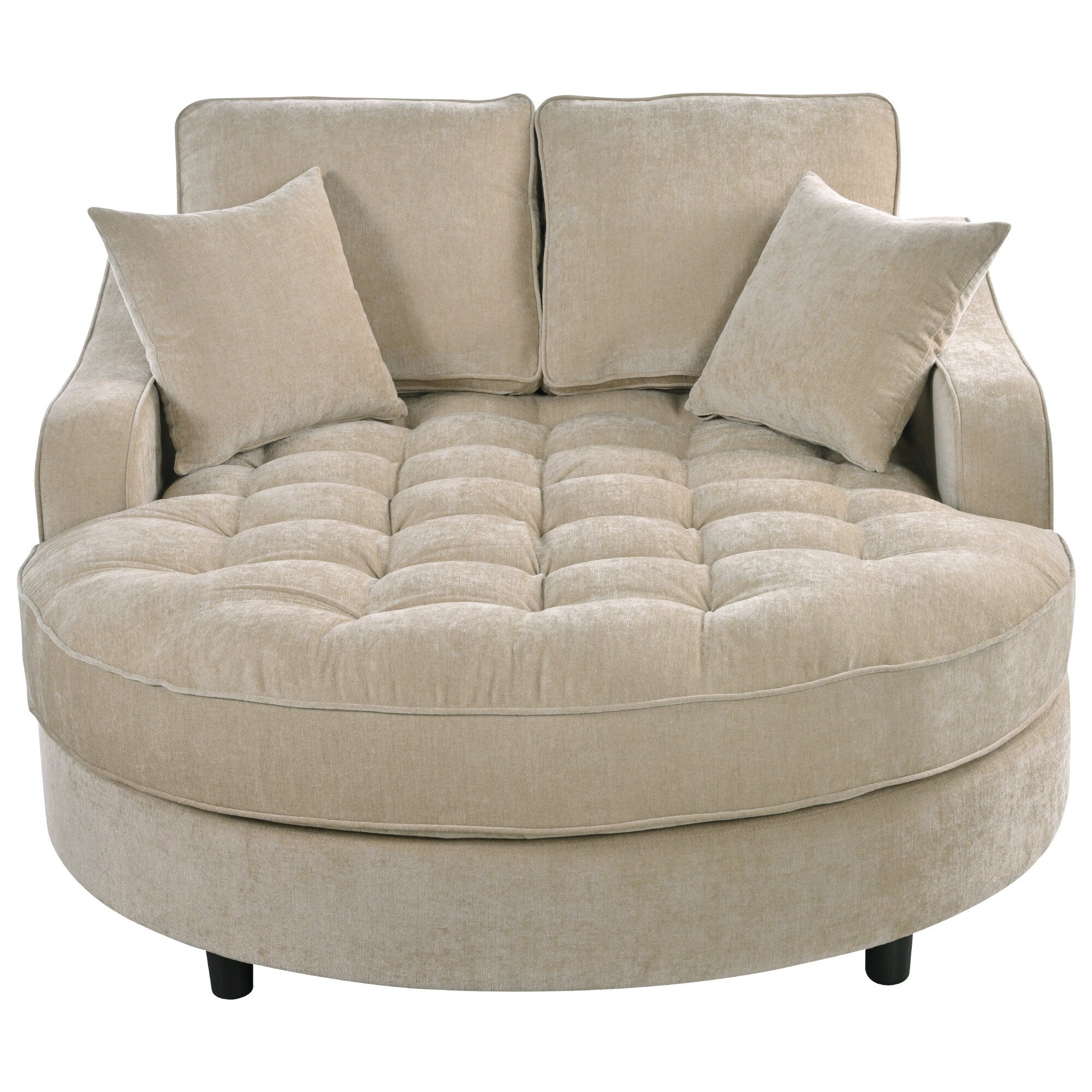 Chenille Chaise Lounge Sofa Bed, Upholstered Sofa Couch with Tufted Backrest and 2 Detachable Pillows for Living Room