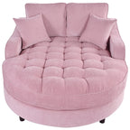Chenille Chaise Lounge Sofa Bed, Upholstered Sofa Couch with Tufted Backrest and 2 Detachable Pillows for Living Room