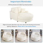 Chenille Chaise Lounge Sofa Bed, Upholstered Sofa Couch with Tufted Backrest and 2 Detachable Pillows for Living Room