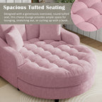 Chenille Chaise Lounge Sofa Bed, Upholstered Sofa Couch with Tufted Backrest and 2 Detachable Pillows for Living Room