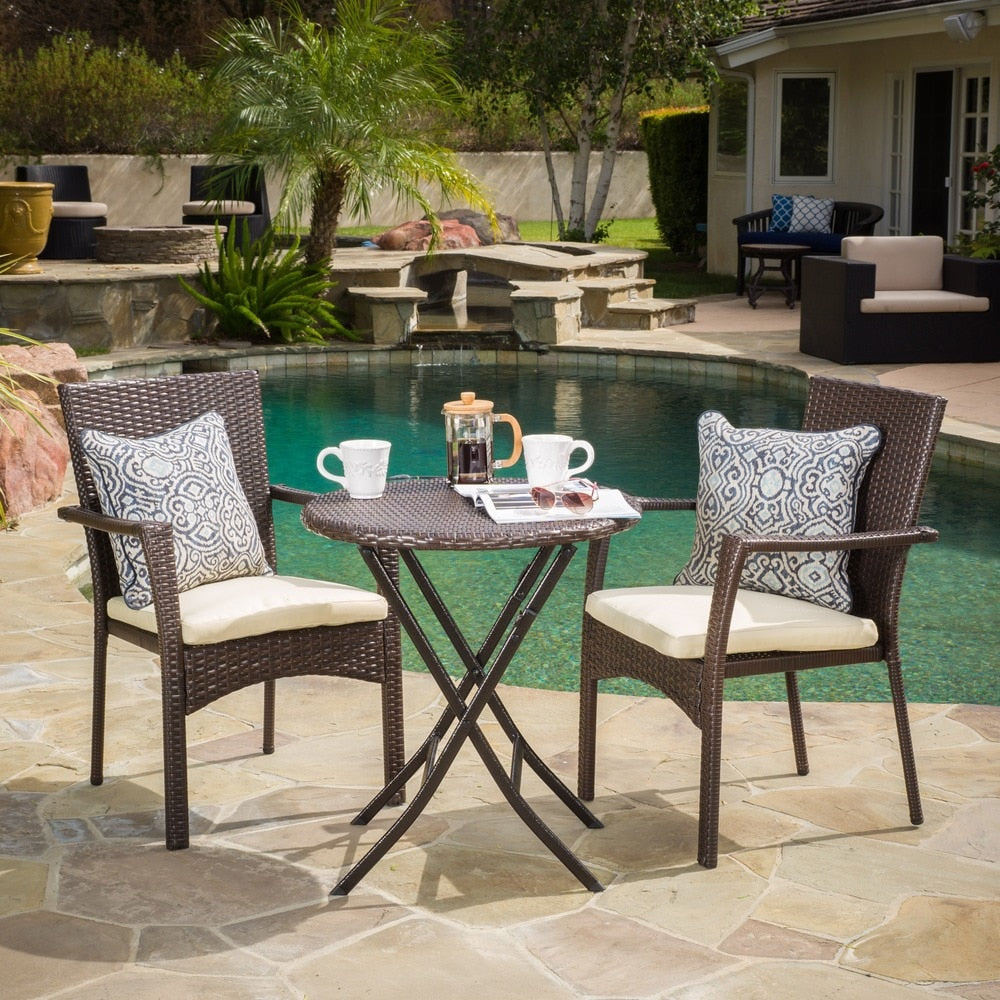 Elba 3-piece Wicker Bistro Set by Christopher Knight Home
