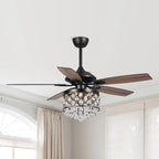 Chrome/ Crystal 4-light Chandelier/ Ceiling Fan with Remote