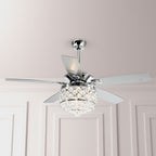 Chrome/ Crystal 4-light Chandelier/ Ceiling Fan with Remote