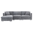 Cloud Sectional Sofa,L-Shaped Luxury Couch Set With 2 Free Pillows,4-Seat Chenille Indoor Furniture With Oversized Chaise