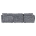 Cloud Sectional Sofa,L-Shaped Luxury Couch Set With 2 Free Pillows,4-Seat Chenille Indoor Furniture With Oversized Chaise