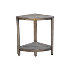 CoastalVogue, Teak Corner Shower Shelf, Shower Stool for Shaving Legs, Shower Foot Stool, Teak Shower Stool, Corner Shower Stool