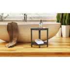 CoastalVogue, Teak Corner Shower Shelf, Shower Stool for Shaving Legs, Shower Foot Stool, Teak Shower Stool, Corner Shower Stool