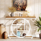 Console Table for Entryway, Industrial 4-Tier Sofa Table Behind Couch