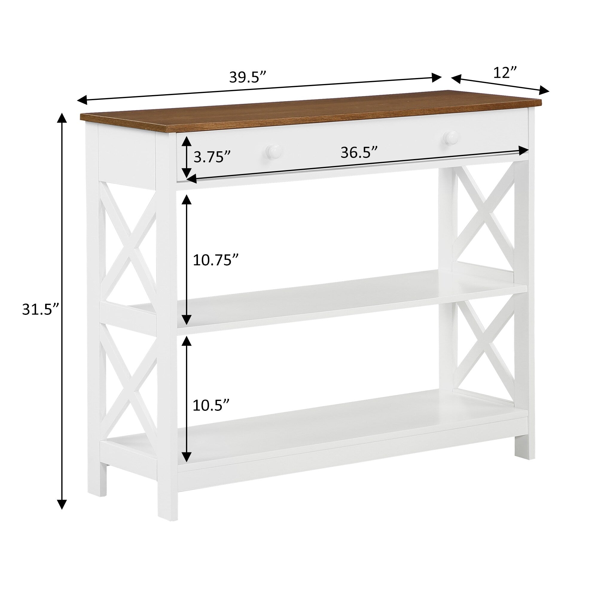 Convenience Concepts Oxford 1 Drawer Console Table with Shelves