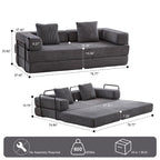 Convertible Floor Sofa Bed with Pillow Back Chenille Fabric for Living Room Bedroom