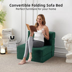 Convertible Folding Sofa Bed - Modern Linen Sleeper Chair with Pillow & Foldable Mattress for Living Room/Dorm/Guest