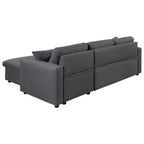 Convertible L-Shaped Sectional Sofa with Pull-Out Bed and Storage Space, 2 Tossing Cushions