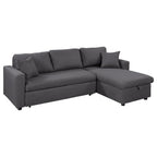 Convertible L-Shaped Sectional Sofa with Pull-Out Bed and Storage Space, 2 Tossing Cushions