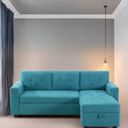 Convertible Reversible Sectional Sofa with Pull-Out Sleeper Bed, Hidden Storage Chaise, and Durable Legs