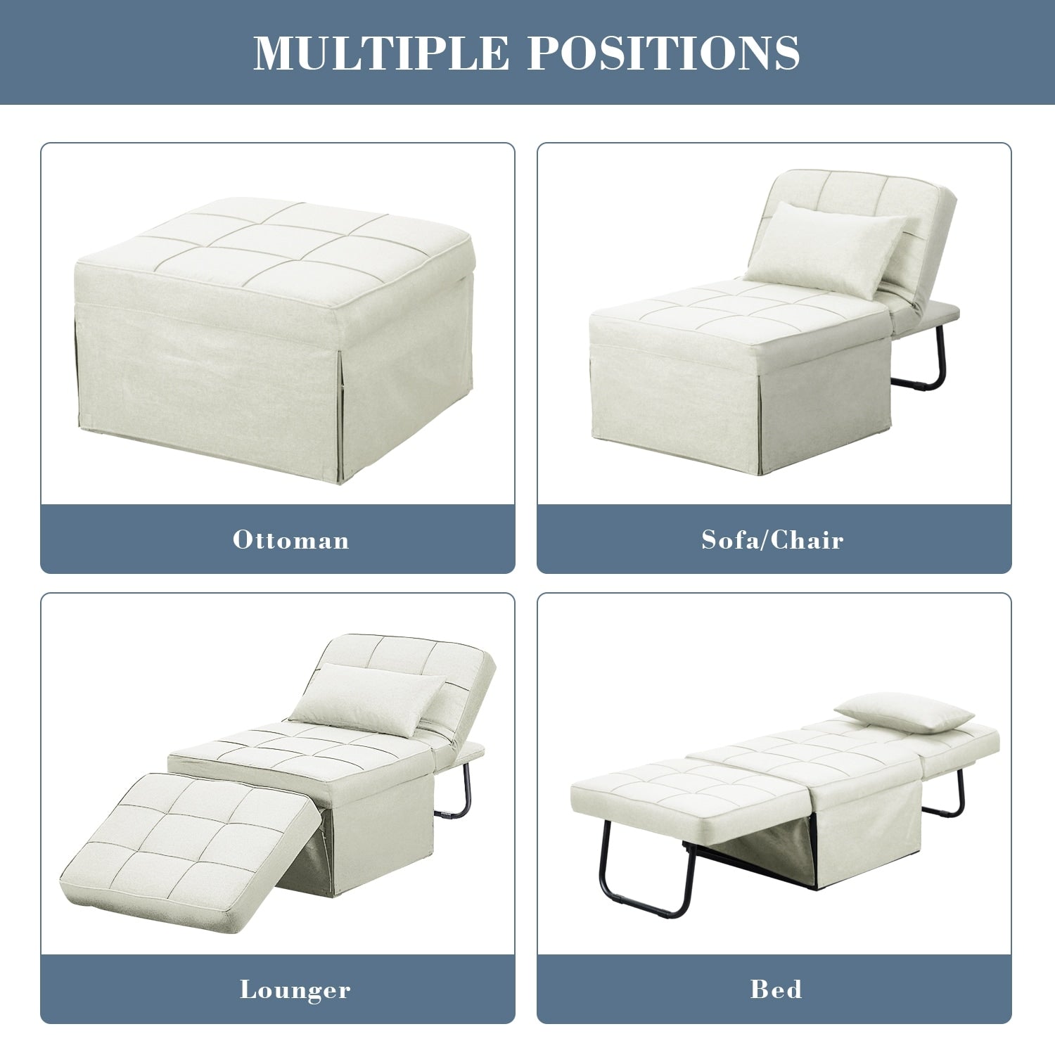 Convertible Sofa Bed Sleeper Sofa Chair Couch Folding Ottoman Recliner Chairs for Living Room