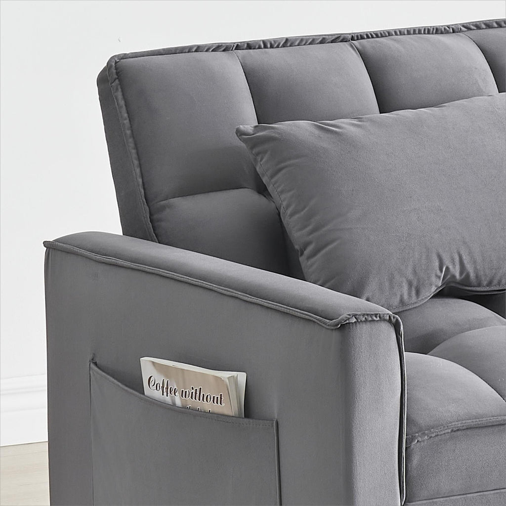 Convertible Sofa Bed with Adjustable Back and Wheel