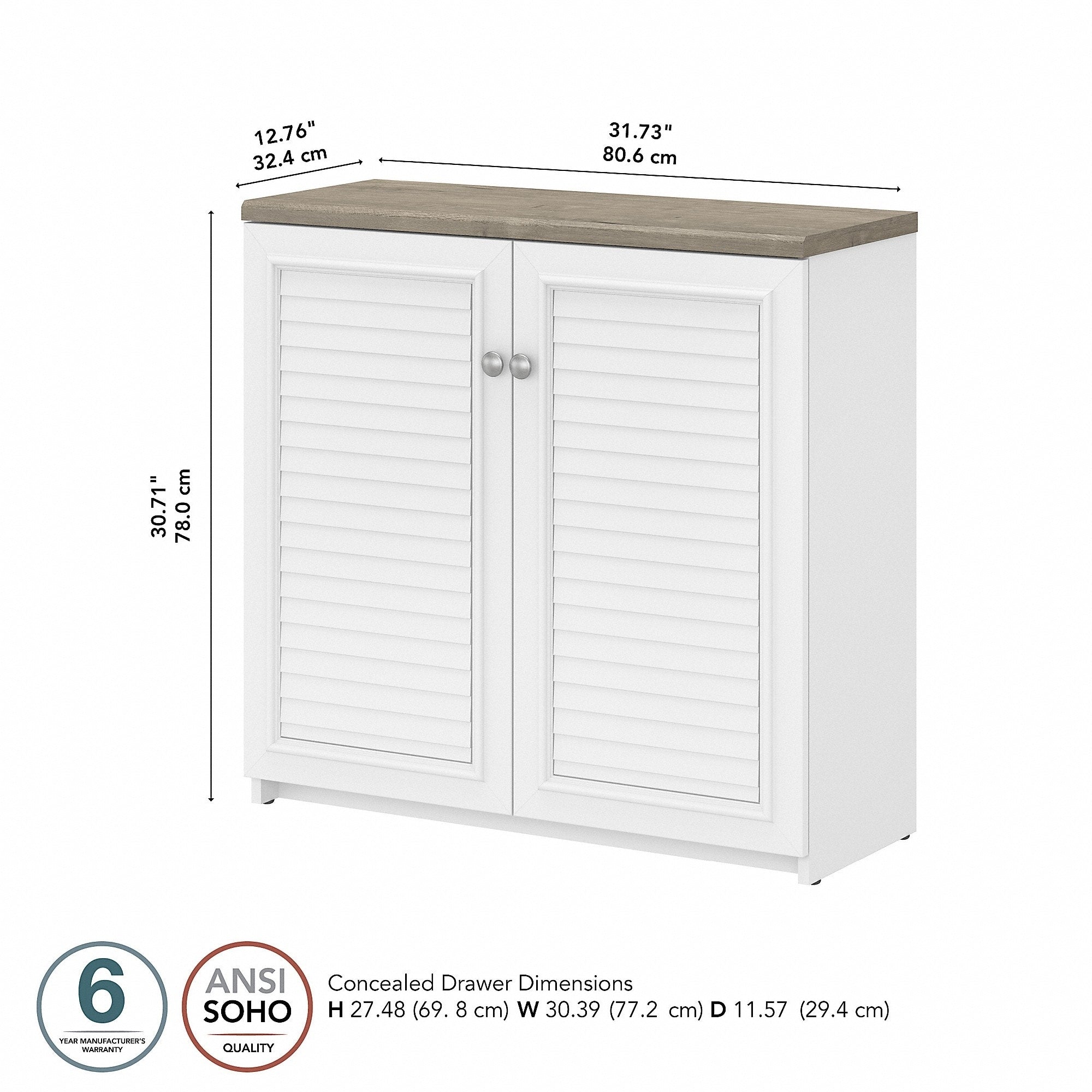 Fairview Storage Cabinet with Doors and Shelves by Bush Furniture - 31.73L x 12.76W x 30.71H