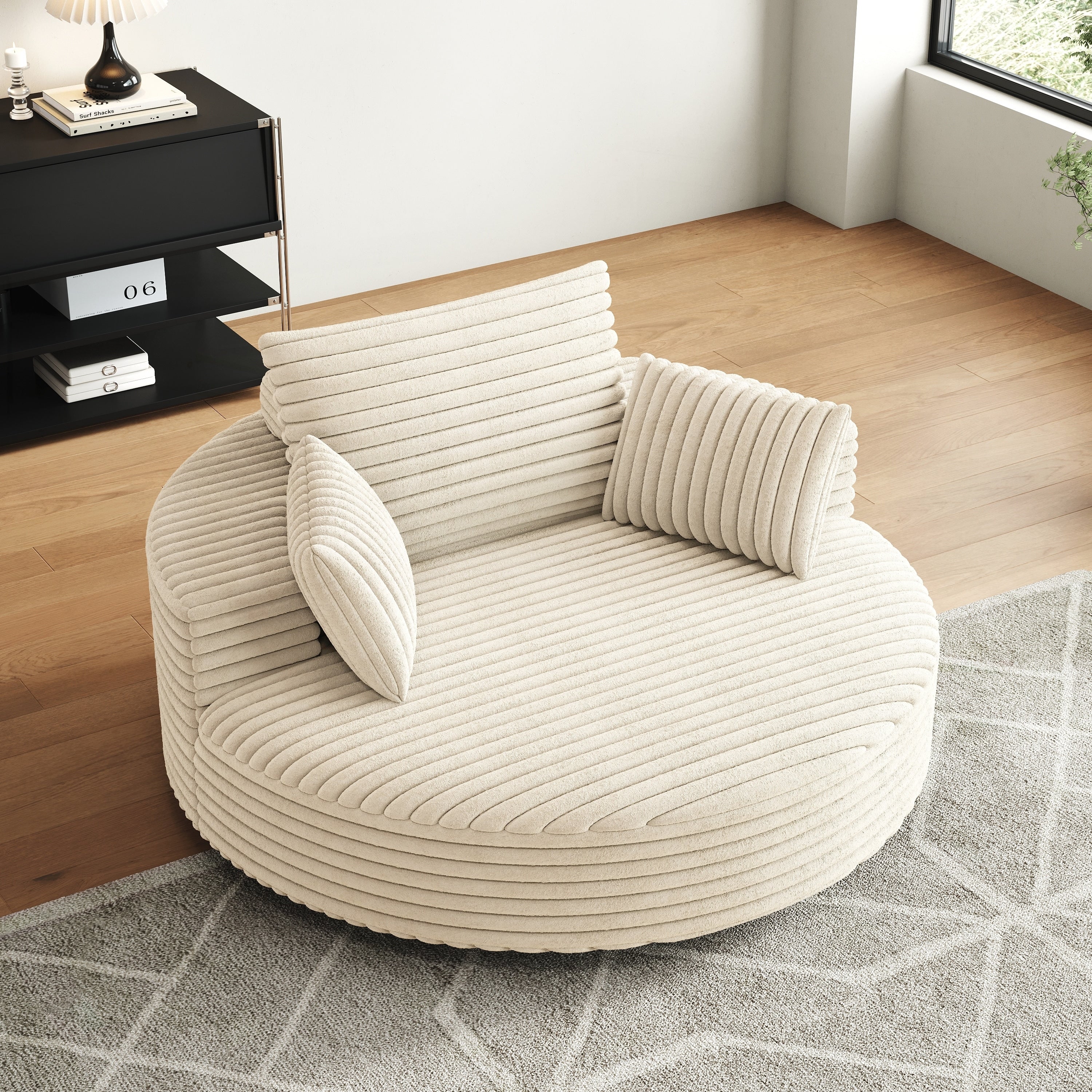 Corduroy Chenille Foam Single Swivel Chair