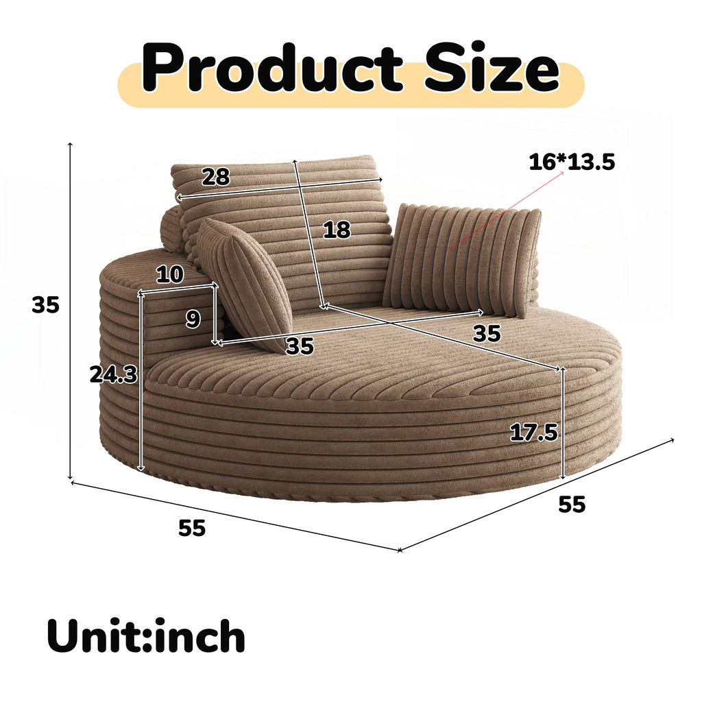 Corduroy Chenille Foam Single Swivel Chair