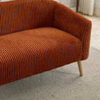 Corduroy Fabric Upholstered 2-Seat Sofa with Wooden Walnut Legs