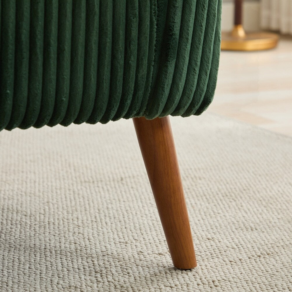 Corduroy Fabric Upholstered 2-Seat Sofa with Wooden Walnut Legs