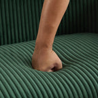 Corduroy Fabric Upholstered 2-Seat Sofa with Wooden Walnut Legs