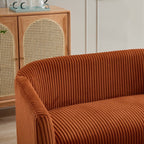 Corduroy Fabric Upholstered 2-Seat Sofa with Wooden Walnut Legs