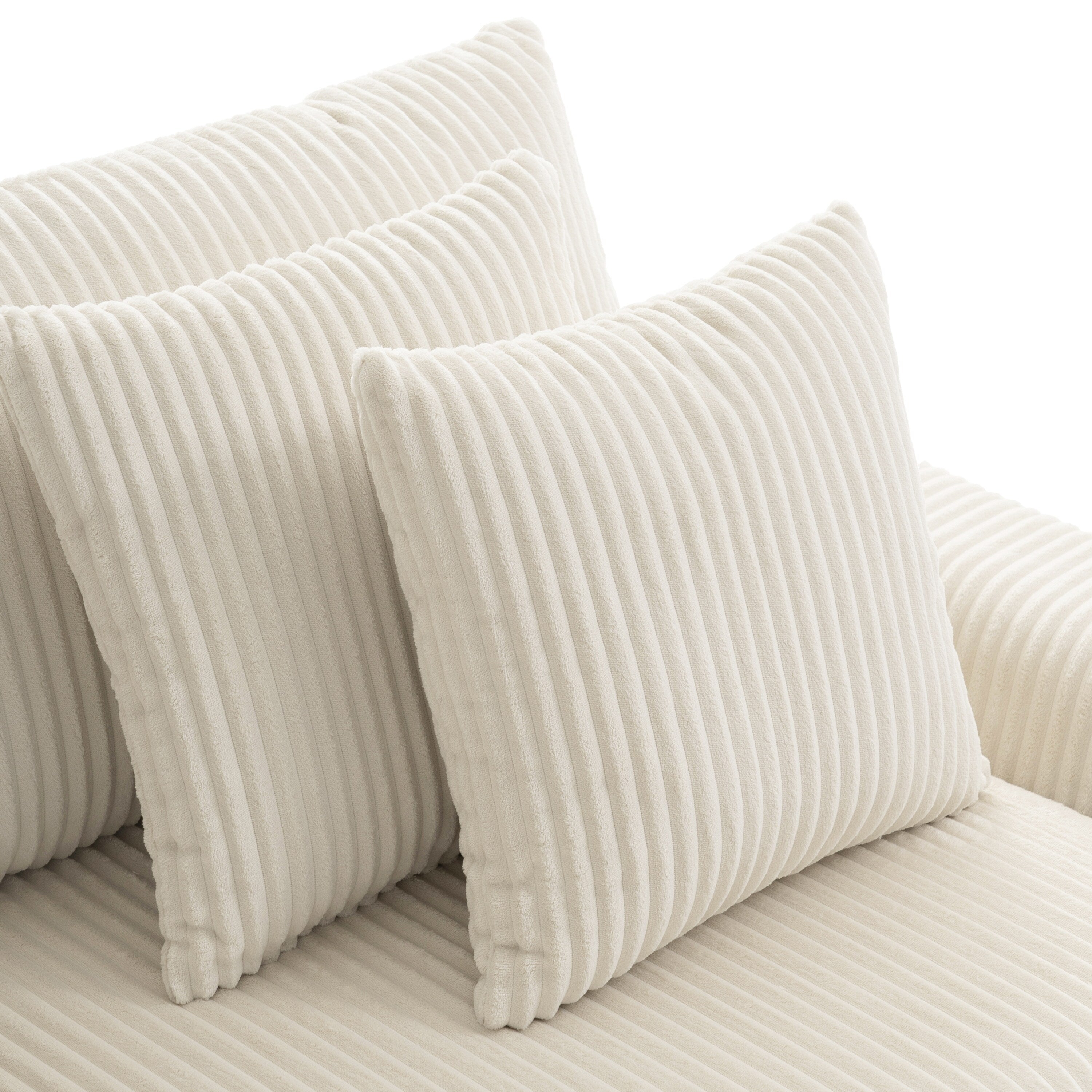 Corduroy Sectional Sofa with Bluetooth Speakers, USB Charger, Cup Holders, Storage, Ottoman, Deep and Wide Seat