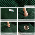 Corduroy Upholstered Memory Foam Sofa With Ottoman Upholstered Bean Bag Couch - 48.4Lx67.7Wx24.4H