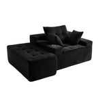 Corduroy Upholstered Memory Foam Sofa With Ottoman Upholstered Bean Bag Couch - 48.4Lx67.7Wx24.4H