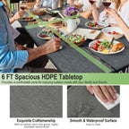 Costway 6FT Picnic Table Bench Set Outdoor HDPE Heavy-Duty Table for - See Details