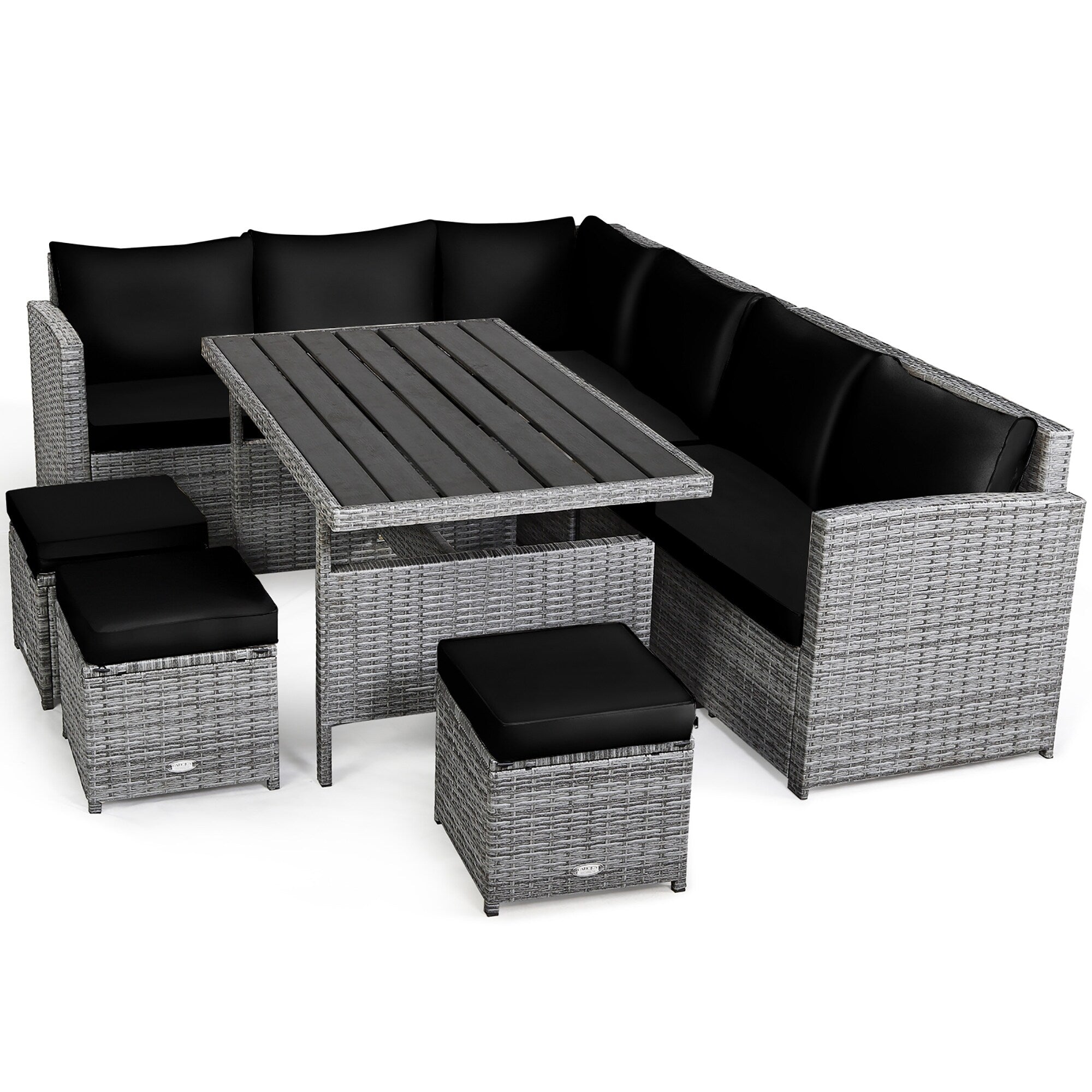 Costway 7 PCS Patio Rattan Dining Set Sectional Sofa Couch Ottoman - See Details