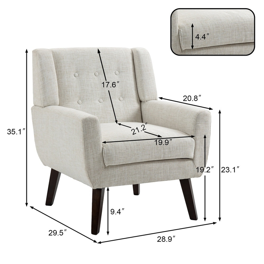 Cotton/ Linen Look Fabric Modern Accent Chair Armchair