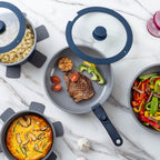 Country Kitchen 16 Piece RV Cookware Set Ceramic with Removable Handle Oven Safe