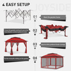Cozywor 11 ft. x 11 ft. Pop-Up Steel Gazebo with Mosquito Netting