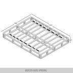 CraftPorch Solid Wood 5-Inch Box Spring Foundation with Wood Slats with Warm Grey Linen Cover