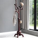 Tree-branch Rubberwood Freestanding Coat Rack with 8 Hooks - 24.5W x 70.87H