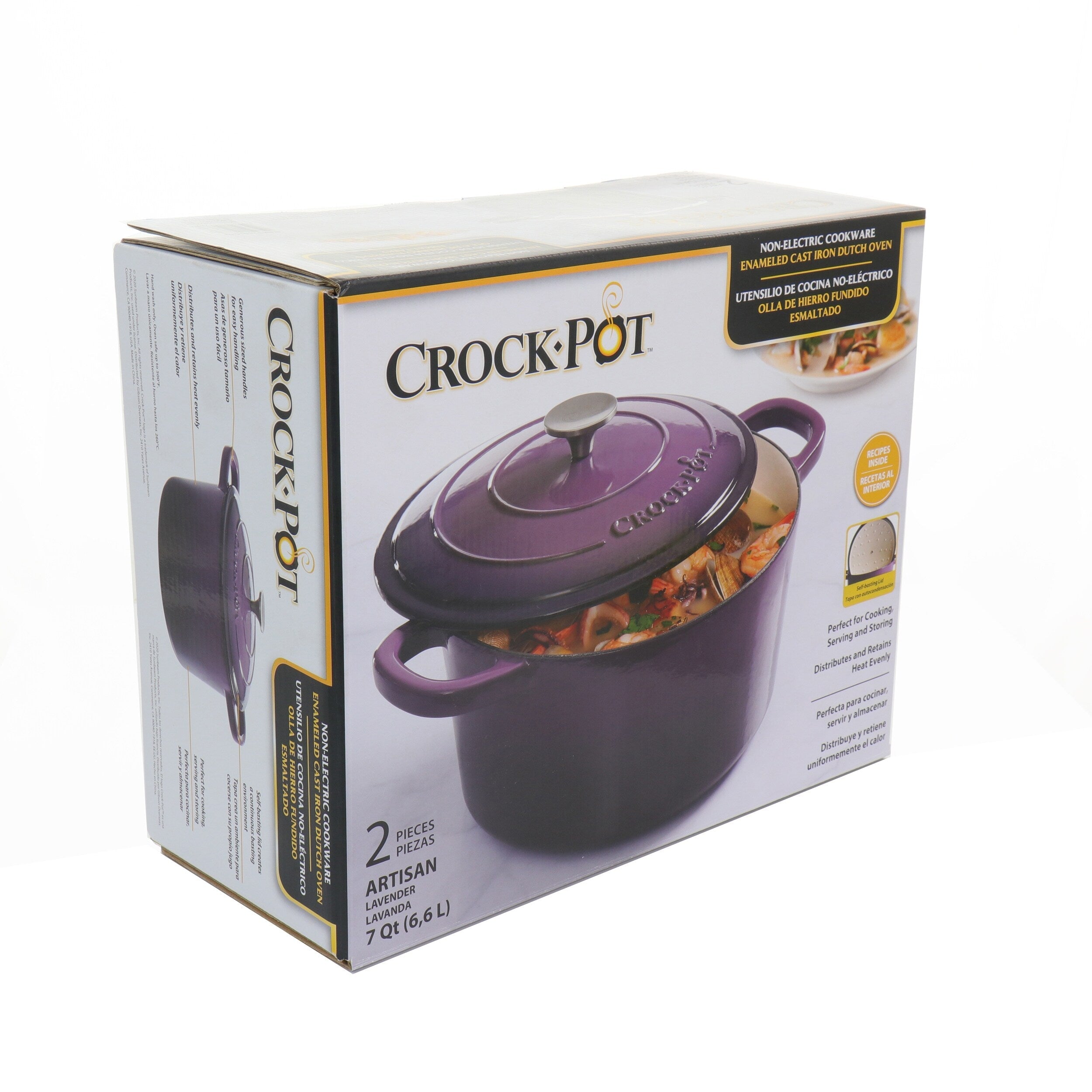 Crock-Pot Artisan 2 Piece 5 Quart Enameled Cast Iron Dutch Oven with Lid in Lavender