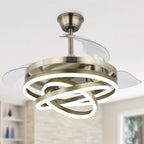 Cusp Barn 42 Retractable Ceiling Fan with Lights and Remote DIY Shape Fandelier Modern Silent DC Motor LED Ceiling Light