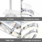 Cusp Barn 42 Retractable Ceiling Fan with Lights and Remote DIY Shape Fandelier Modern Silent DC Motor LED Ceiling Light