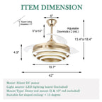 Cusp Barn 42 Retractable Ceiling Fan with Lights and Remote DIY Shape Fandelier Modern Silent DC Motor LED Ceiling Light