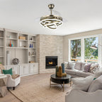 Cusp Barn 42 Retractable Ceiling Fan with Lights and Remote DIY Shape Fandelier Modern Silent DC Motor LED Ceiling Light