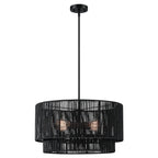 Cynthia 4-Light Black Rattan Drum Chandelier Light - 22''W