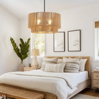 Cynthia 4-Light Natural Rattan Drum Chandelier Light - 22''W