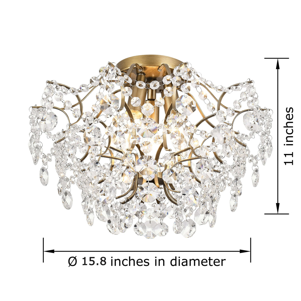 Dalia Elegant Indoor 3-light Crystal Flush Mount