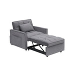 Dark Grey Modern 70.86 3 in 1 Single Convertible Sofa Bed with Adjustable Back and Moving Wheel for Living Room