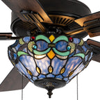 Della River of Goods Oil-Rubbed Bronze and Stained Glass 52-Inch 3-Light Remote-Controlled Ceiling Fan