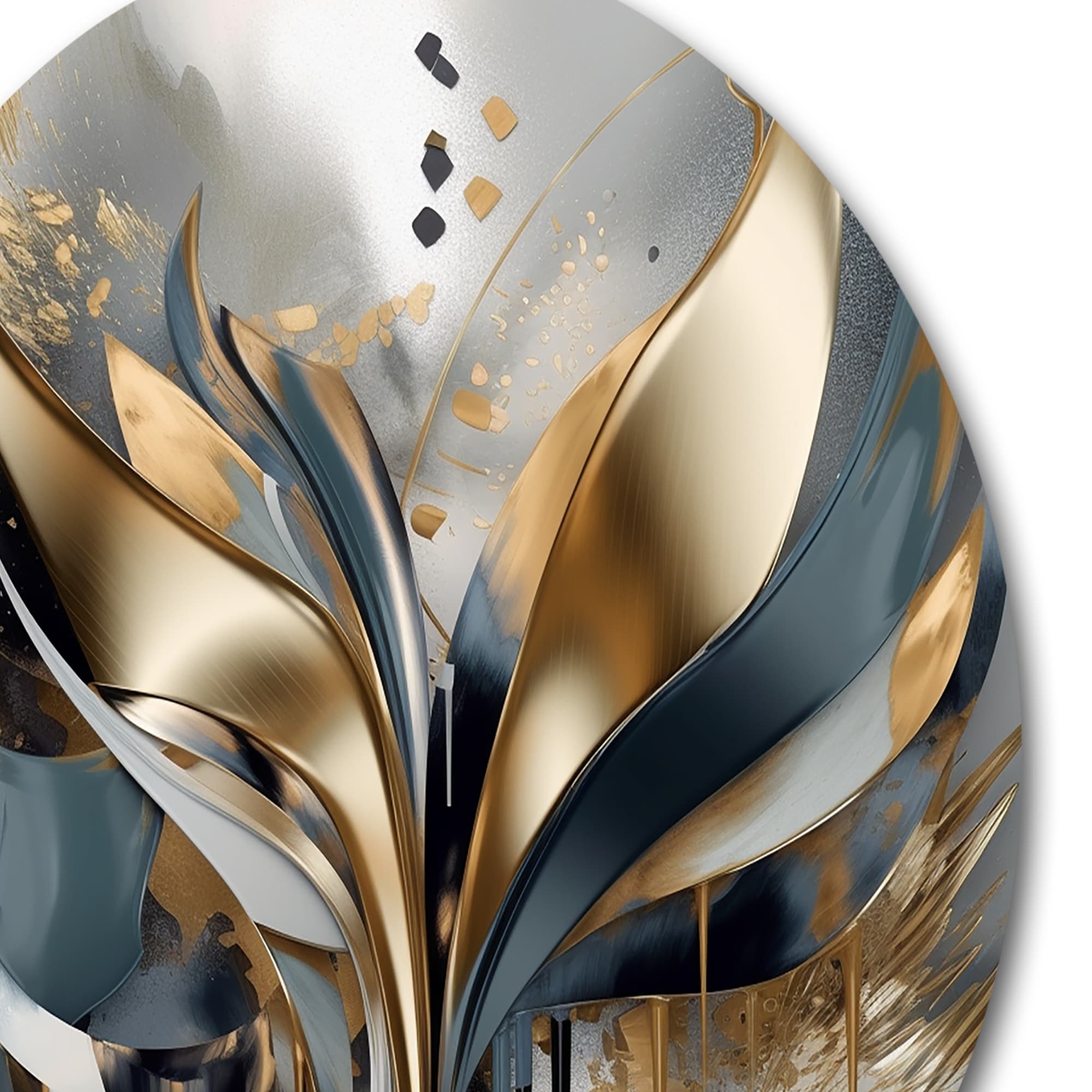 Designart Abstract Shapes And Lines IV Abstract Marble Metal Round Wall Art