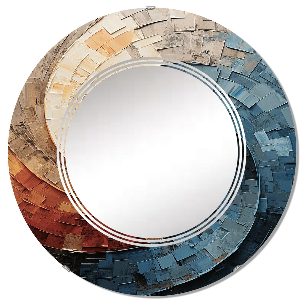 Designart Collaged Spiral Abstract Modern Wall Mirror