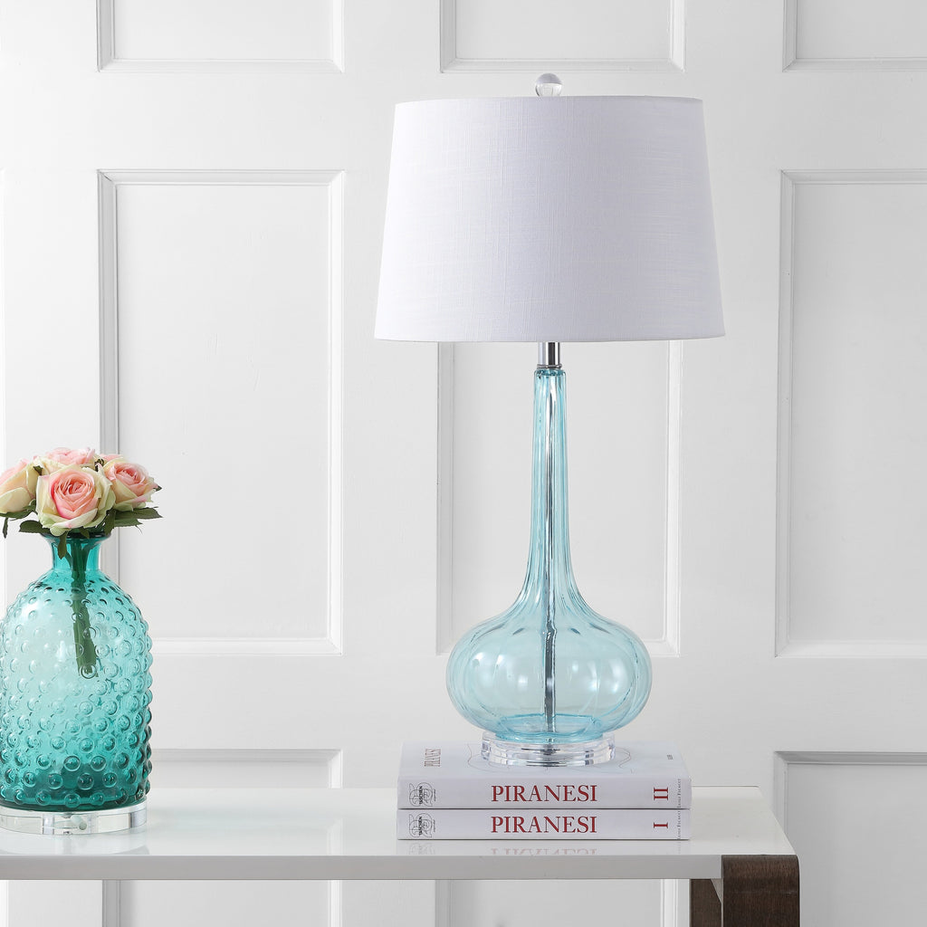 Diamante 28.5 Glass Teardrop LED Table Lamp, Pink (Set of 2) by JONATHAN Y